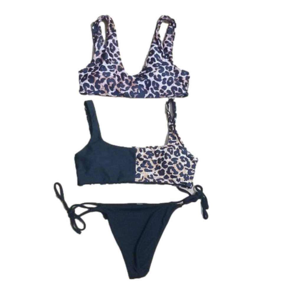 Shein Bikini Tops Bottom Set Leopard Print